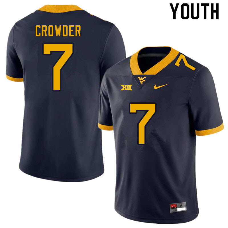 Youth #7 Will Crowder West Virginia Mountaineers College Football Jerseys Sale-Navy